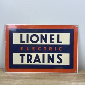Porcelain LIONEL ELECTRIC TRAINS Sign by Ande Rooney 12x8 NEW SEALED